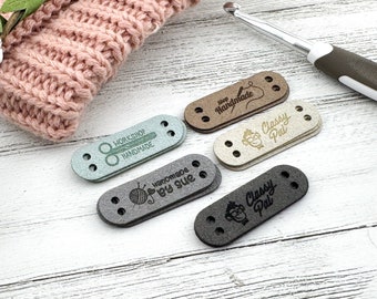 Custom 1.75" x 0.5" Sew-On Ultrasuede Labels for Handmade Items | Personalized Tags for Knitting and Crochet | Business Branding Tags