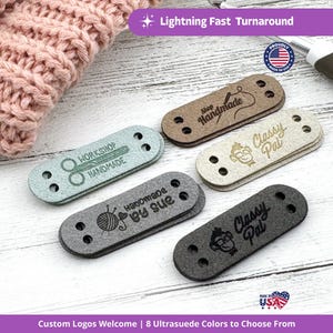 Custom Ultrasuede Sew-On Labels: Handmade Knitting & Crochet Tags