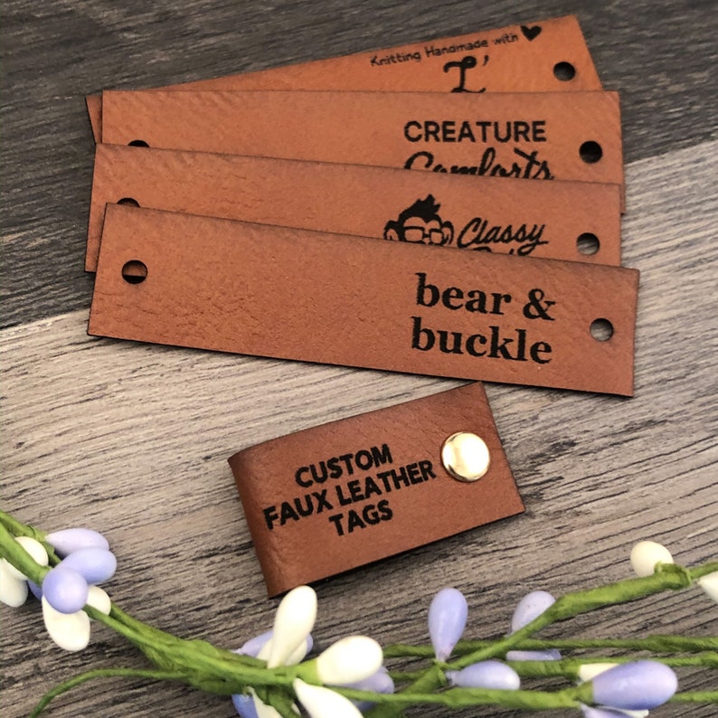 Half Fold Faux Leather Labels, Center Fold Tags Knitting and Crochet, Imitation Leather Garment Labels, Personalization, Custom Labels 