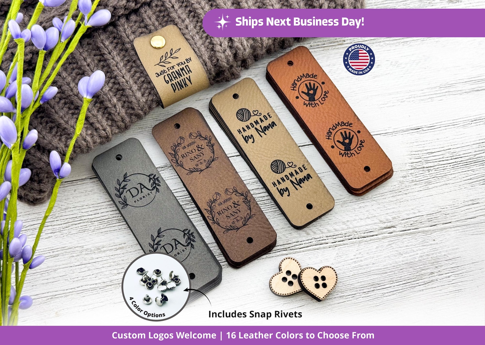 Image of Custom Leather Tags - ArtiFoxStudios
