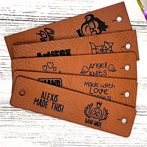 Half Fold Faux Leather Labels, Center Fold Tags Knitting and Crochet, Imitation Leather Garment Labels, Personalization, Custom Labels