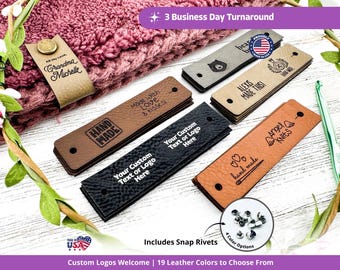 Custom Faux Leather Tags: Laser Engraved Branding Labels, 3x0.75"