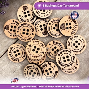 Personalized Wood Buttons: Custom Engraved Tags for Handmade Items