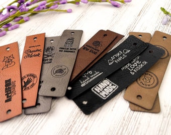 Half Fold Faux Leather Labels, Center Fold Tags Knitting and Crochet, Imitation Leather Garment Labels, Personalization, Custom Labels