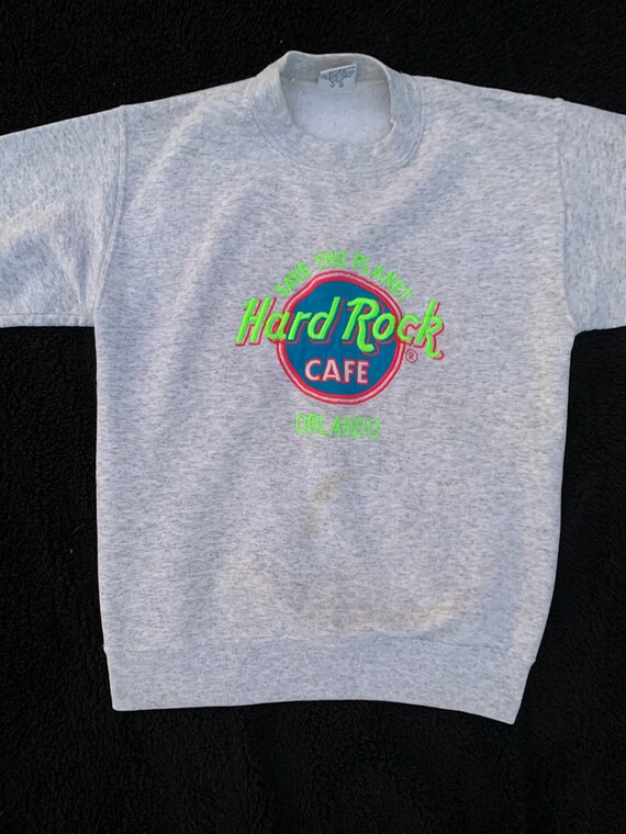 Vintage Hard Rock Cafe embroidered neon crewneck