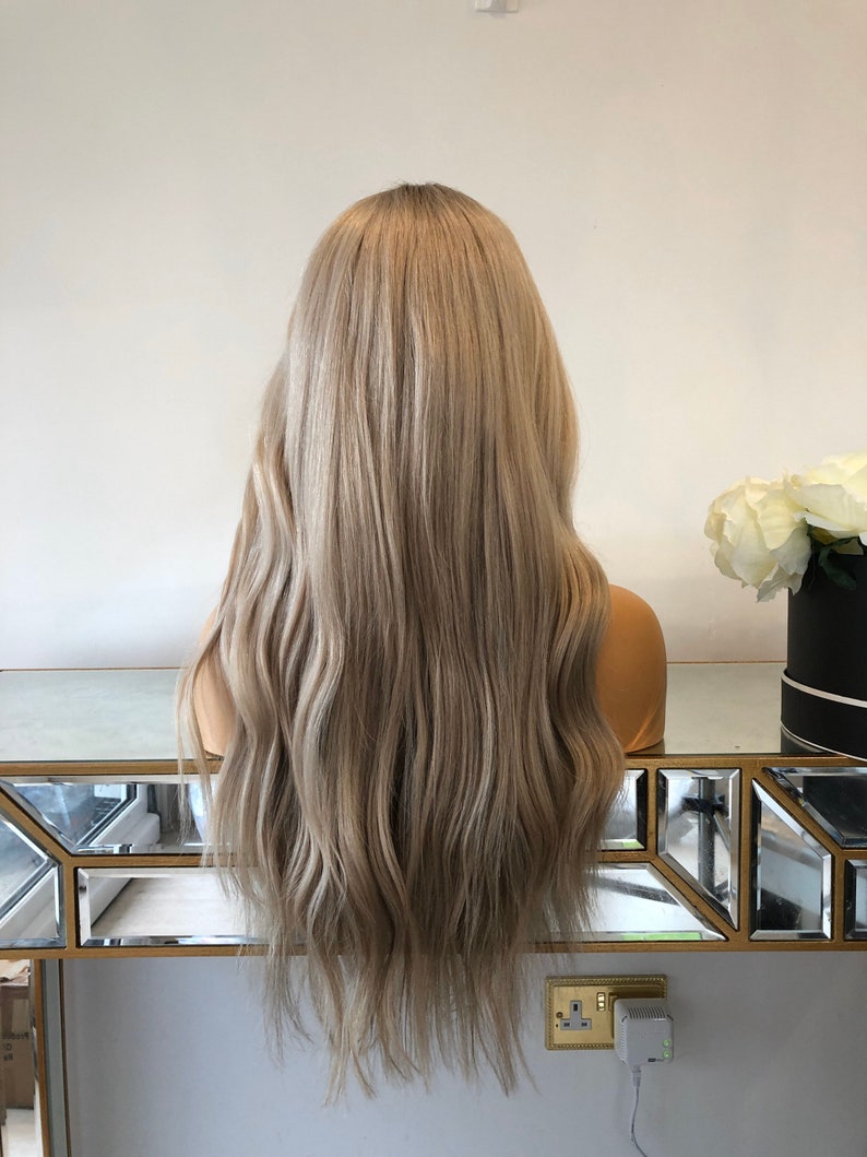 PLATINUM Ash Blonde Human Hair Full Lace Wig 130/150/180 Etsy