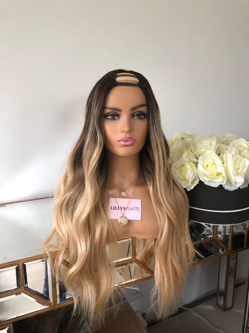 Blonde Balayage U-part Wig Made With Real Cuticle Aligned | Etsy UK