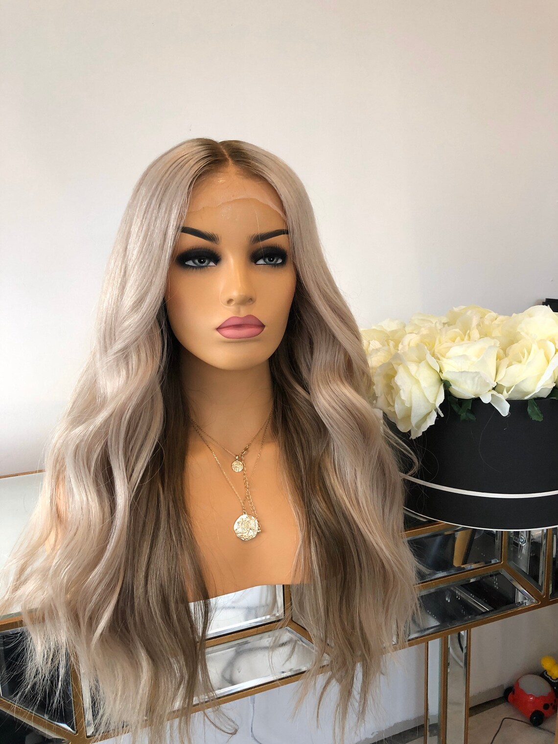 PLATINUM Ash Blonde Human Hair Full Lace Wig 130 150 180 Etsy