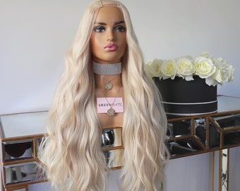 blonde l part wig