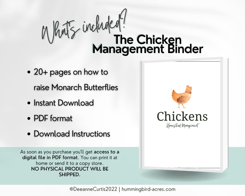 Chicken Management & Egg Tracker Binder Homestead Etsy