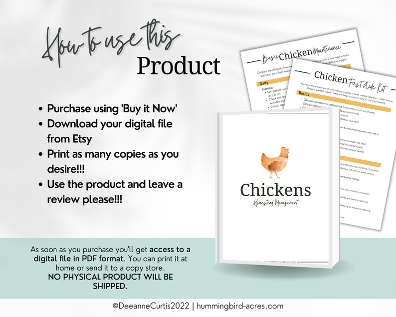 Chicken Management & Egg Tracker Binder Homestead Etsy