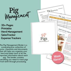 Pig Management Binder | Livestock Management, Pig Care, Homestead Records