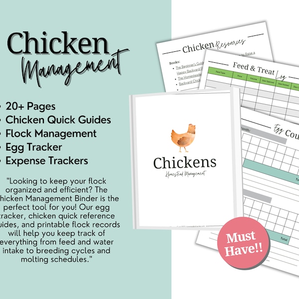 Chicken Management & Egg Tracker Binder | Homestead Management, Chicken Care, Backyard Chickens