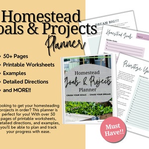 Homestead Goals & Projects Planner| Homestead Management, Farm Planning, Homestead Records