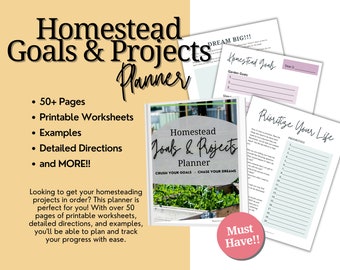 Homestead Goals & Projects Planner| Homestead Management, Farm Planning, Homestead Records