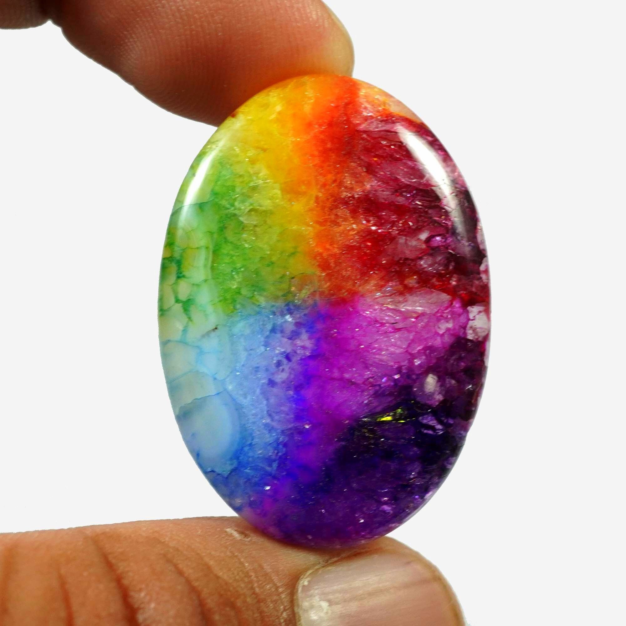 Solar Quartz Gemstone Dyed Solar Quartz Gemstone Cabochon Full Etsy
