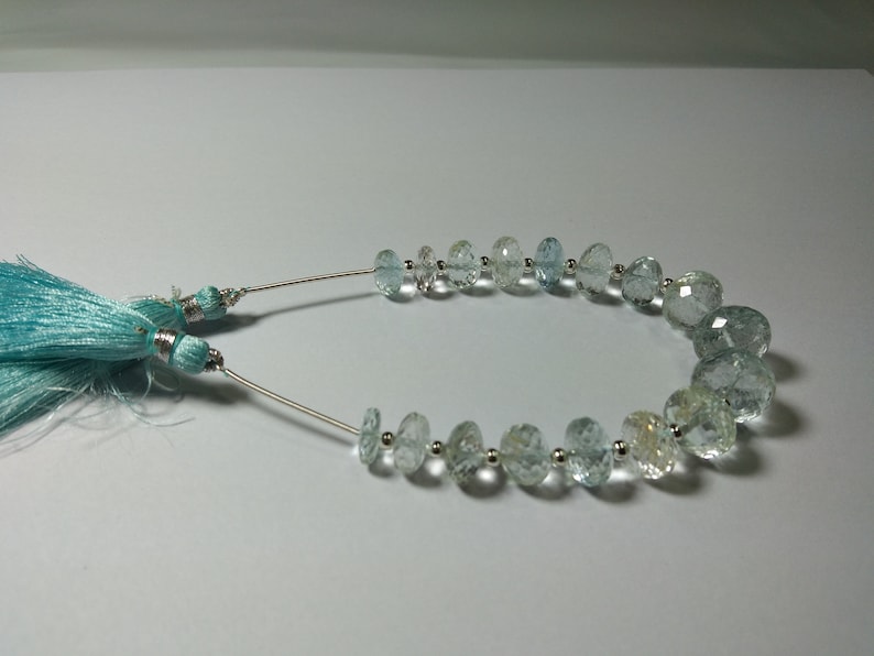 133 Crt Super Top Quality Natural Aquamarine Gemstone Faceted Rondelle Shape Beads 10-14 MM Aproxx 8/'/' Inch Long 1 Strand High Quality Beads