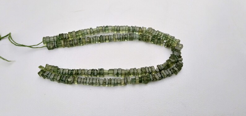 4-5 MM Natural Green Apatite Gemstone Plain Smooth Heishi Square Choki Shape Beads 16 Inch Long 1 Strand Free Shipping