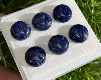 Blue Sodalite Cabochons: AAA+ Quality Round Gemstones, Wholesale Lot