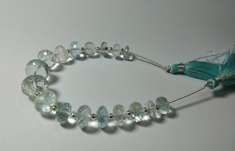 133 Crt Super Top Quality Natural Aquamarine Gemstone Faceted Rondelle Shape Beads 10-14 MM Aproxx 8/'/' Inch Long 1 Strand High Quality Beads