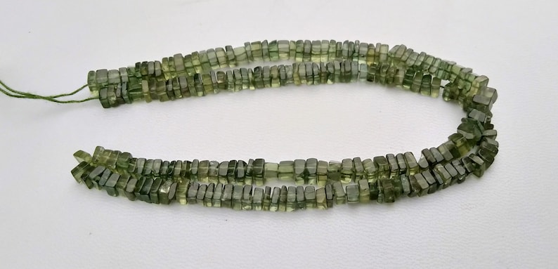 4-5 MM Natural Green Apatite Gemstone Plain Smooth Heishi Square Choki Shape Beads 16 Inch Long 1 Strand Free Shipping