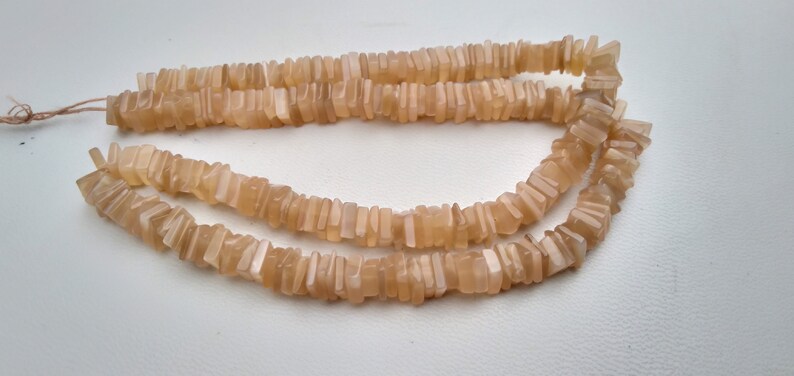 Natural Peach Moonstone Gemstone Plain Square Choki Heshi Beads 3-4 MM 16 Inch Long 1 strand Free Shipping