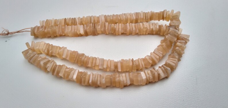 Natural Peach Moonstone Gemstone Plain Square Choki Heshi Beads 3-4 MM 16 Inch Long 1 strand Free Shipping