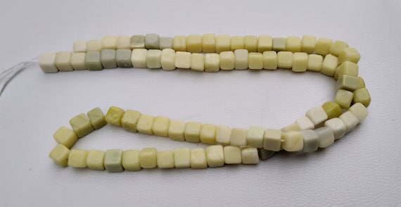 Natural Green Serpentine Gemstone Plain Smooth Square Heishi Choki Shape Beads 4-5 MM 16 Inch Long 1 Strand Free Shipping