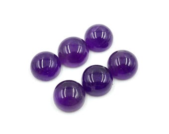 AAA Quality Natural Amethyst Cabochons, Round Flat Back Gemstones