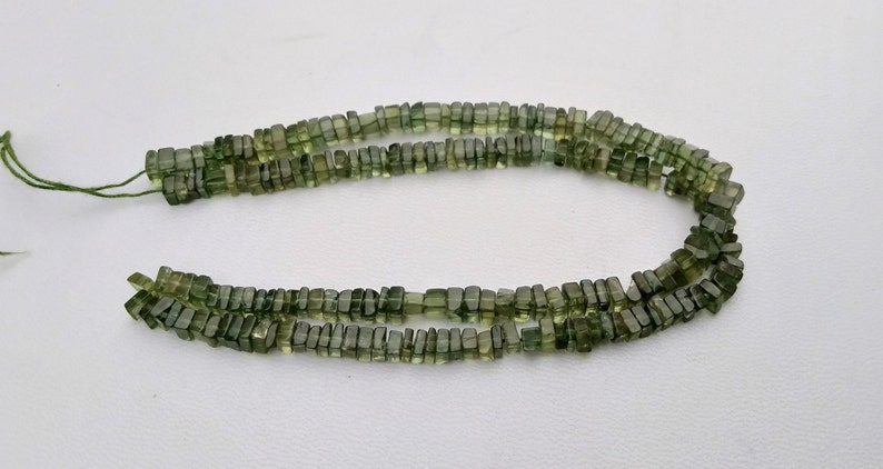 4-5 MM Natural Green Apatite Gemstone Plain Smooth Heishi Square Choki Shape Beads 16 Inch Long 1 Strand Free Shipping