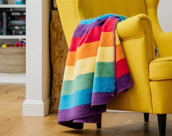 Pachuca by IBENA Rainbow Striped Throw Blanket