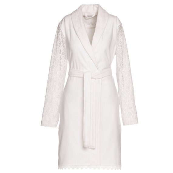 VOSSEN Bridal White Lace 'alina' Bathrobe Etsy