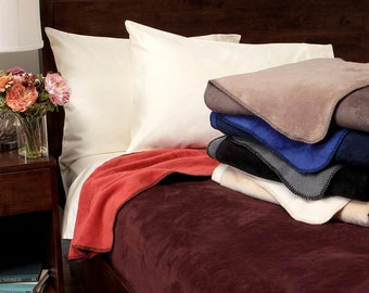 Dublin Queen by IBENA Reversible Plush Queen Cotton Blend Bed Blanket
