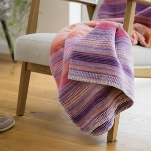 Harlyn by IBENA Orange and Purple Fine Striped Pattern Throw Blanket image 2