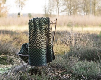 Granby by IBENA Jacquard Woven Green Geometric Throw Blanket