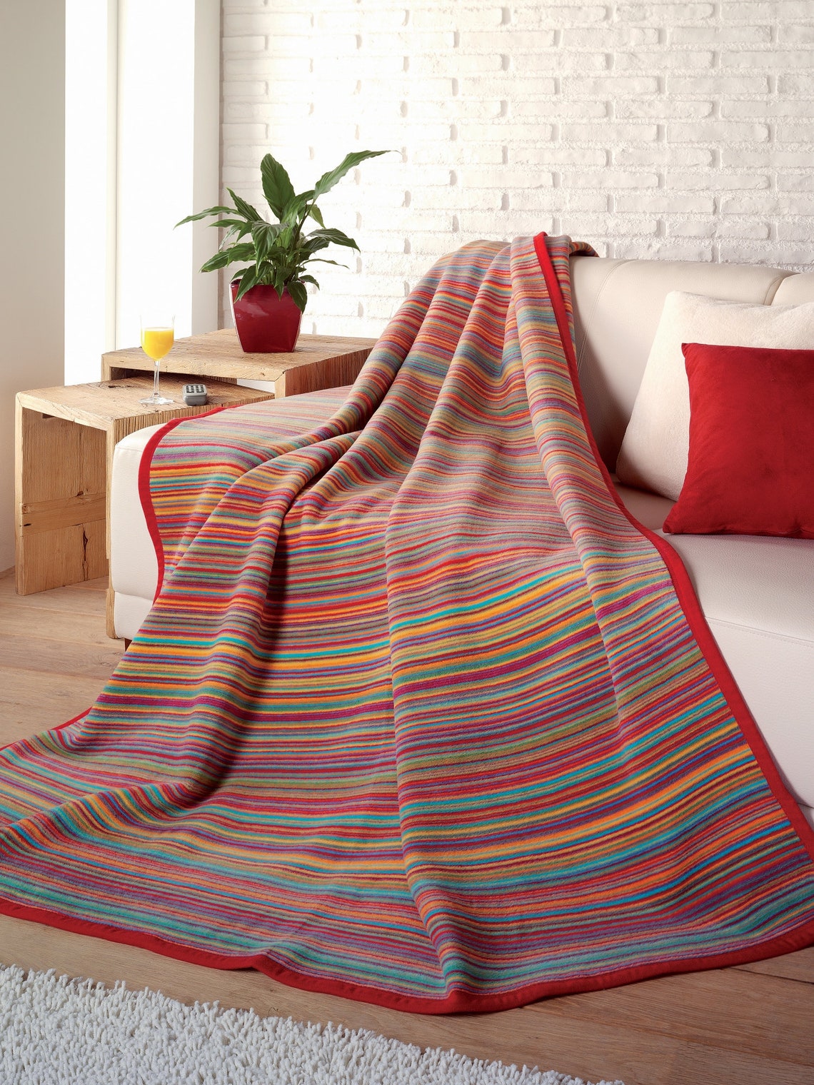 Sunset Stripe Jacquard Woven Cotton Blend Throw Blanket by Etsy