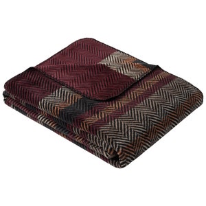 s.Oliver by IBENA Burgundy Herringbone Stripe Throw Blanket image 2