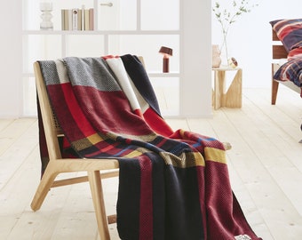 s.Oliver by IBENA Red Yellow Super Soft Cozy Classic Plaid Throw Blanket
