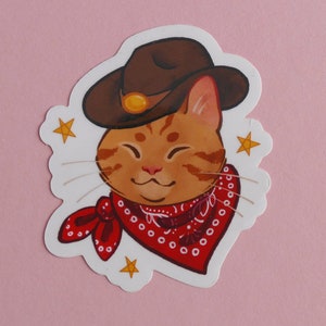 Cowboy cat clear sticker