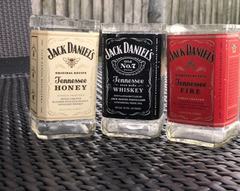 Jack Daniels candle, flower vase, or utensil holder. 1.75 options available! Jack, Jack Fire, Jack Honey, or Jack Rye
