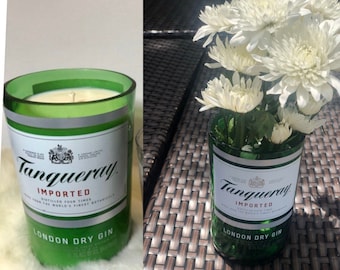 Tanqueray Gin Liquor Bottle Handmade Candle or Vase