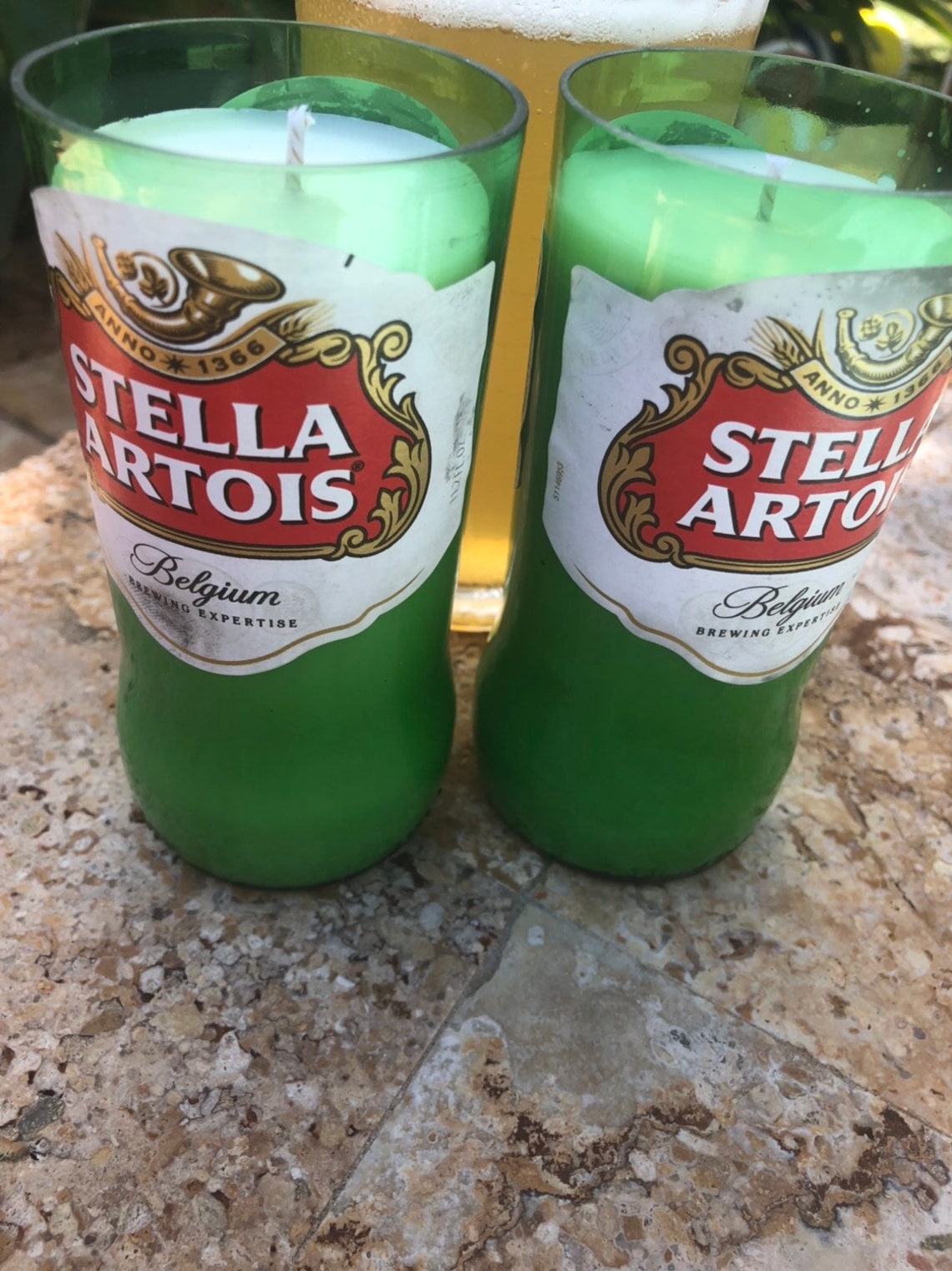 One Stella Artois Beer Bottle Candle Etsy