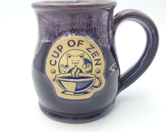 Deneen Pottery Hand Thrown Cup of Zen Tall Belly Mug Violet (14 oz)