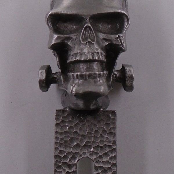 frankenstein skull license plate topper