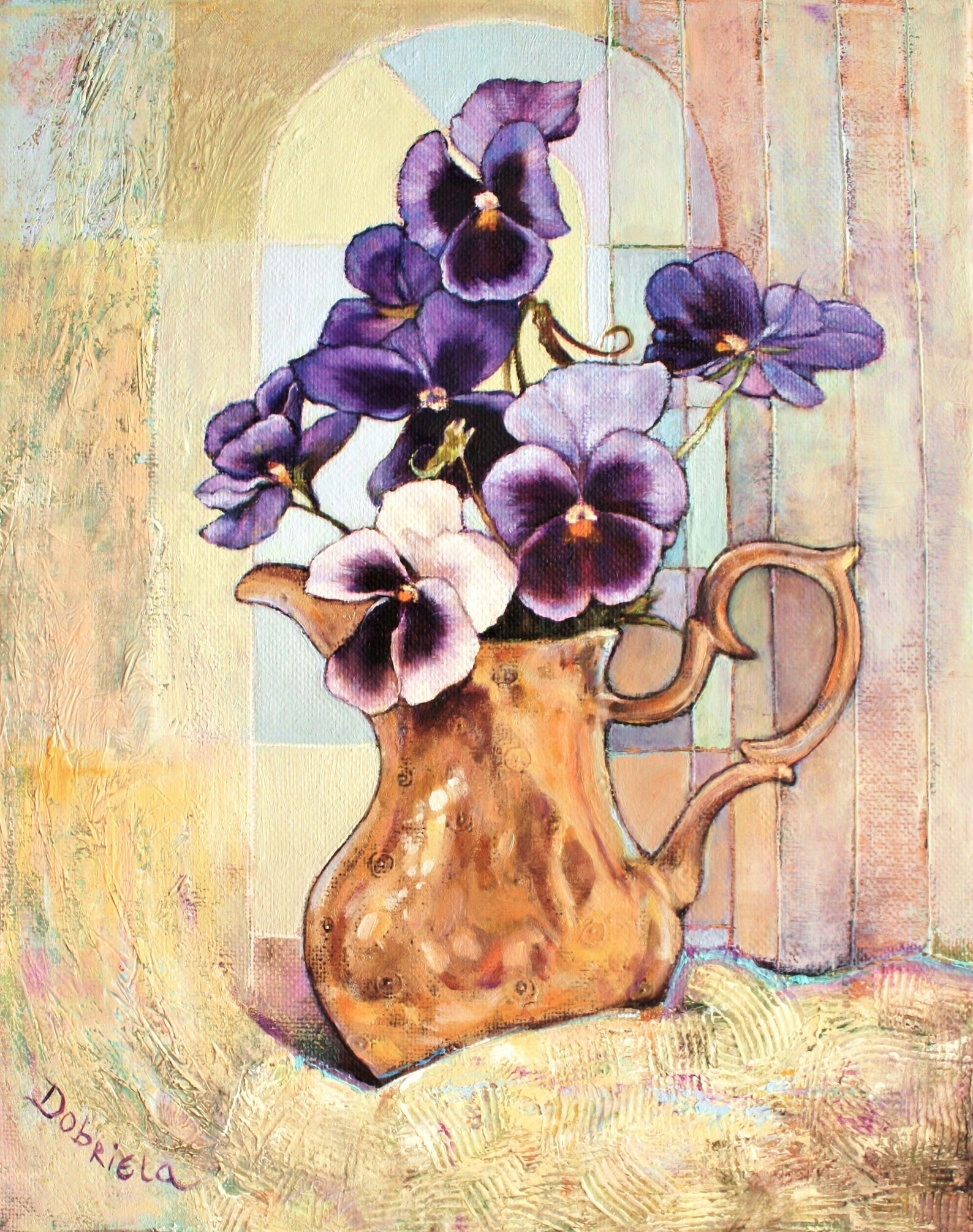 Violet Flower Painting Oil Painting on Stretched Canvas Etsy