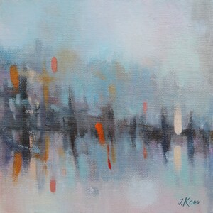 Arte abstracto del paisaje marino, Pintura al óleo original de Jordan Koev, Pequeñas obras de arte contemporáneas, Arte mural enmarcado único, Decoración náutica minimalista