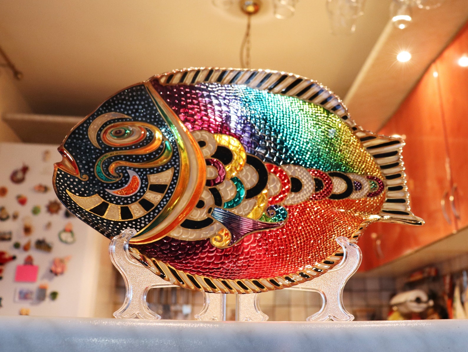 Hand Painted Glass Fish Boho Decor Rainbow Fish Unique Etsy