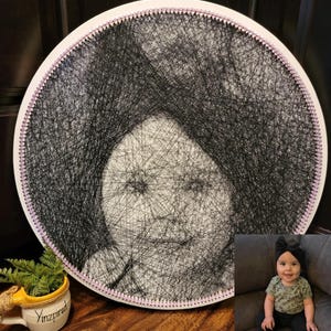 Personalized String Art Portrait, Wedding gift, Shower gift, New baby gift, Memorial plaque, Custom portrait, String art, String art face