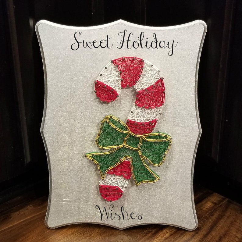 Candy Cane String Art / Christmas Decoration / Made to Order Etsy