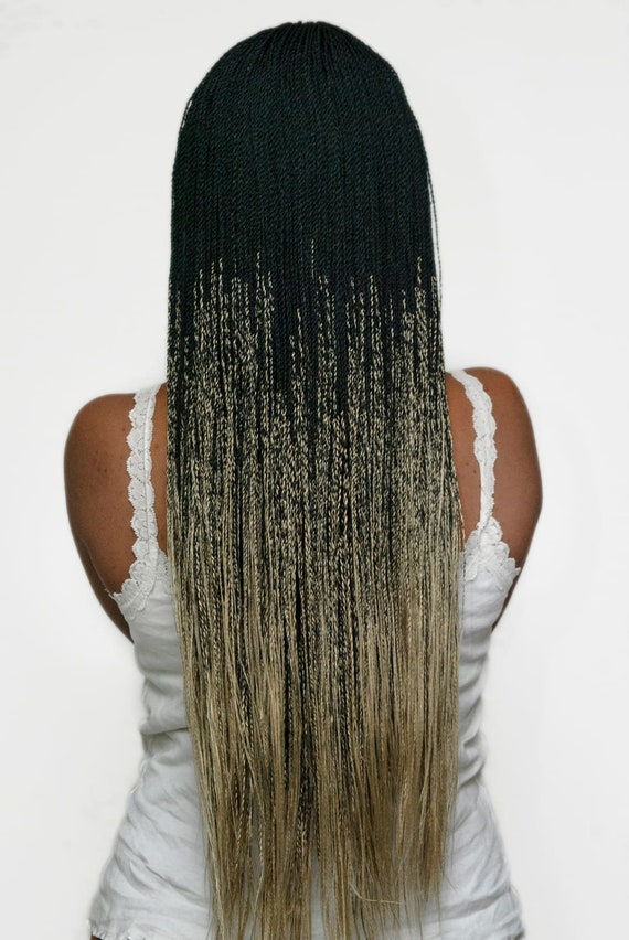 Million Twist Braid Wig Black Ash Blond Tips Etsy